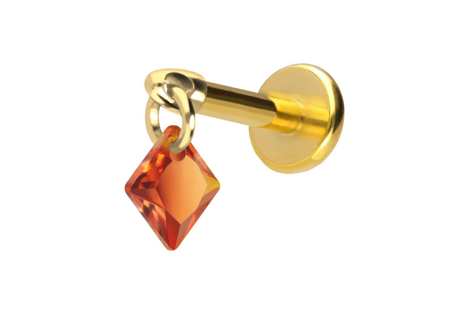 Titan Labret Piercing mit Push Fit KRISTALLQUADRAT